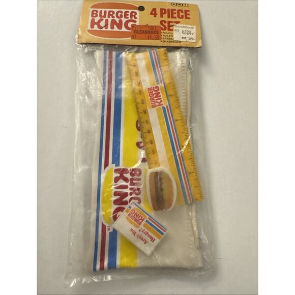 Other | 1982 Burger King 4pc Set Wpencil Case Ruler Eraser Sharpener K5 ...